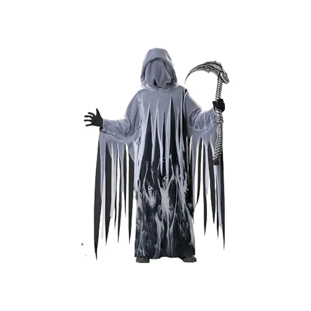 Spirit Gray and Black Grim Reaper Kids Halloween Costume
